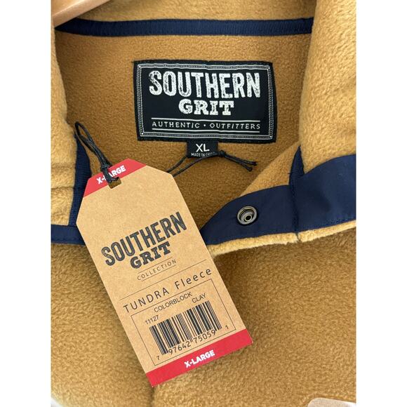 Southern Grit Men's Color Block Tundra Fleece Gold/Navy Shirt Size XL NEW - Picture 3 of 6